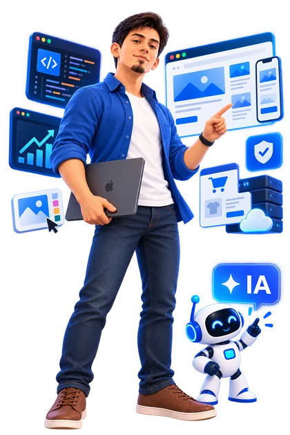 Consultor de TECnovedades presentando diseño web, tienda virtual e inteligencia artificial