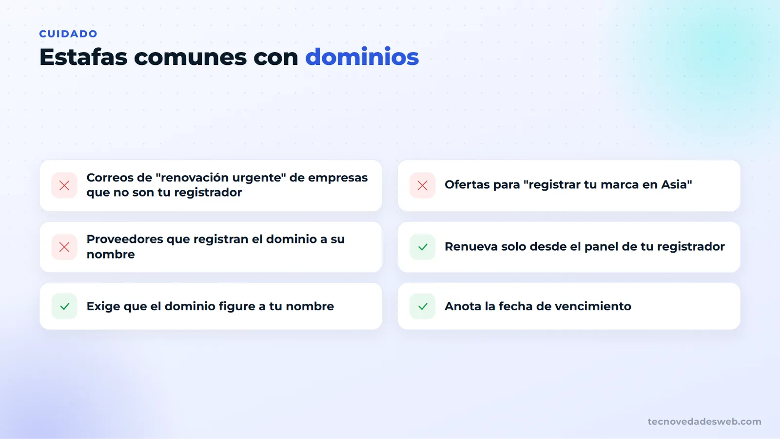 Estafas comunes con dominios y cómo evitarlas