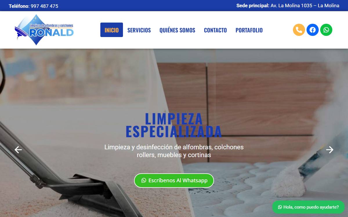 Diseño de página web profesional en Lima para alfombras ronald