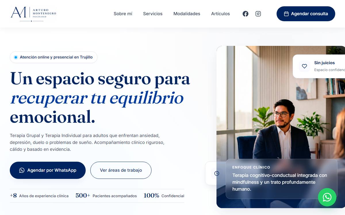 Diseño de página web profesional en Lima para arturo montenegro
