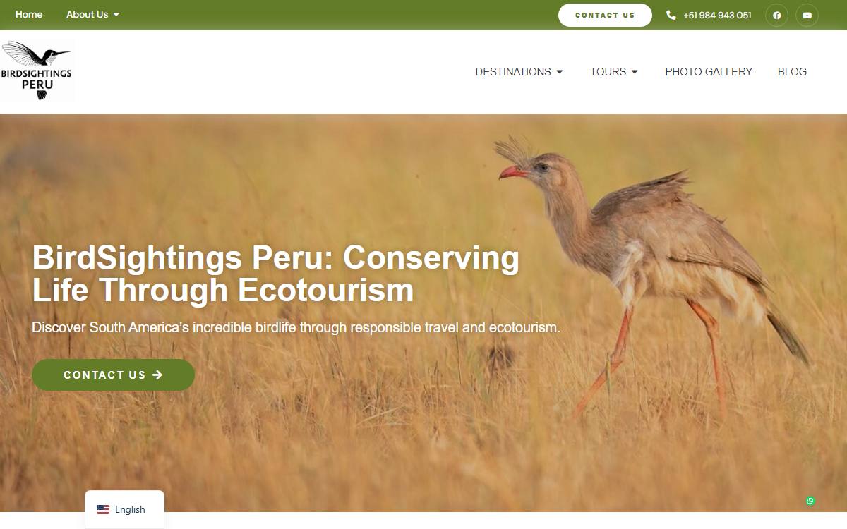 Diseño de página web profesional en Lima para bird sightings peru