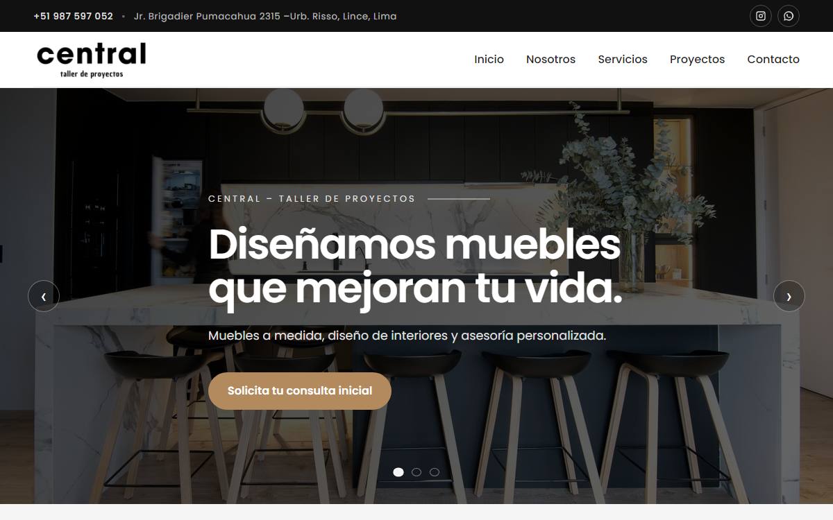 Diseño de página web profesional en Lima para central taller de proyectos