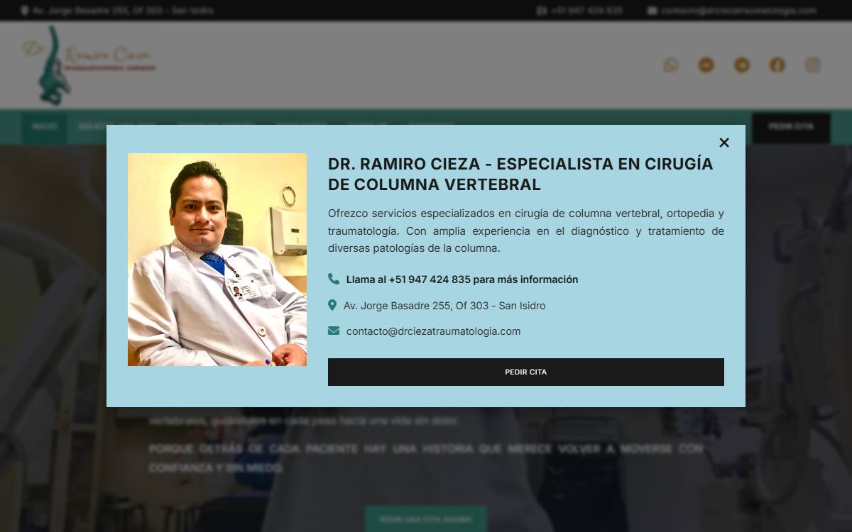 Diseño de página web profesional en Lima para dr. cieza traumatología
