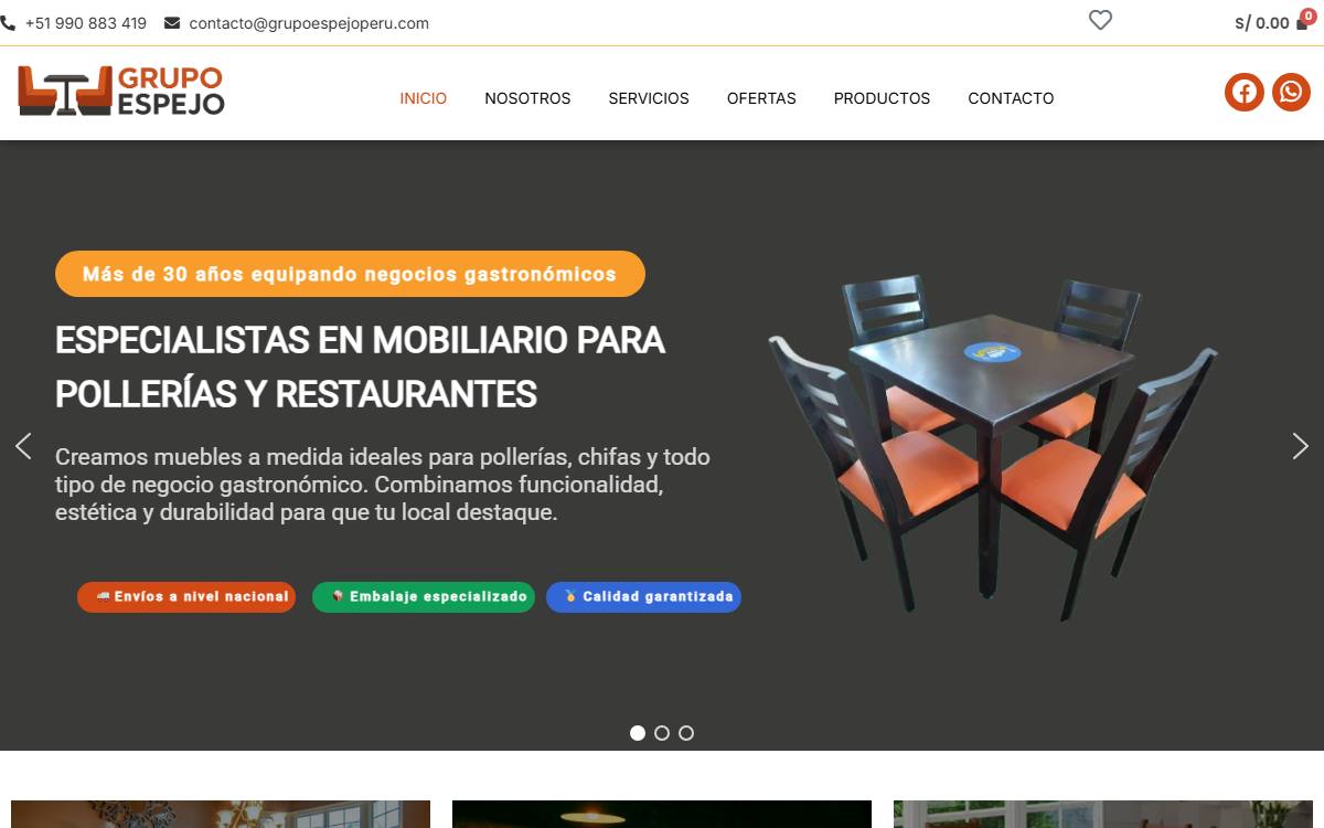 Diseño de página web profesional en Lima para grupo espejo peru