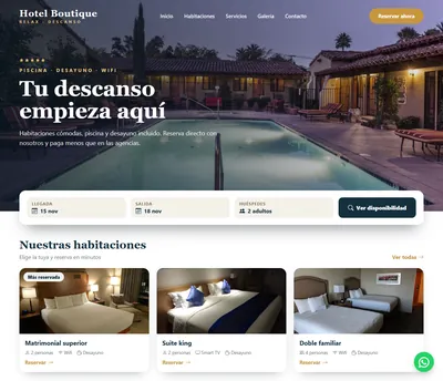 Ejemplo de página web para hoteles y hospedajes