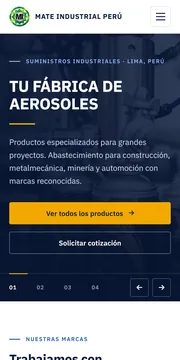 Versión para celular de la web de Mate Industrial Perú