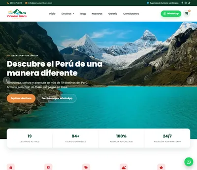 Ejemplo de página web para agencias de viajes: Peruvian Hikers