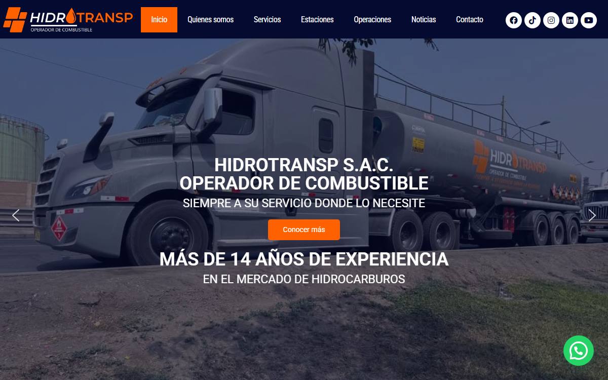 Diseño de página web profesional en Lima para hidrotransp