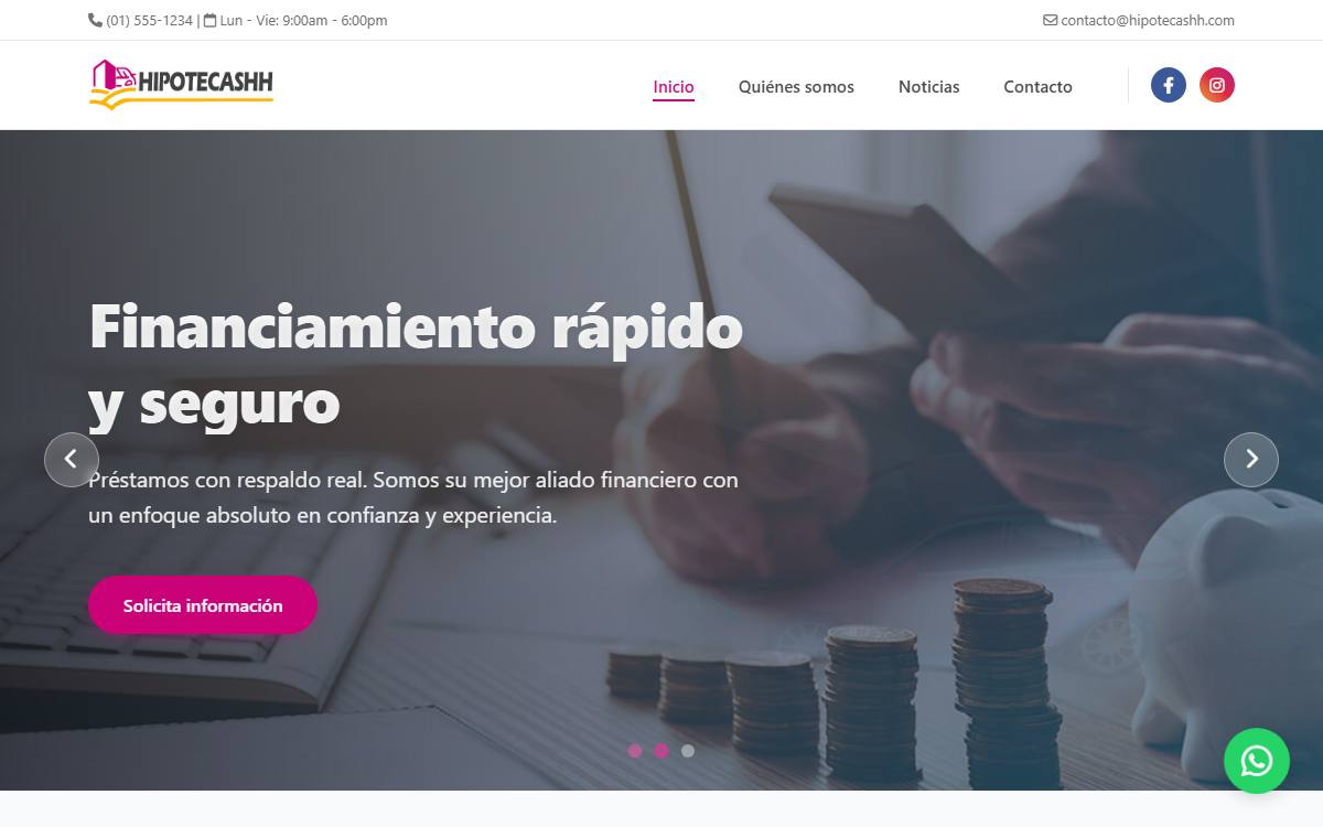 Diseño de página web profesional en Lima para hipotecas hh