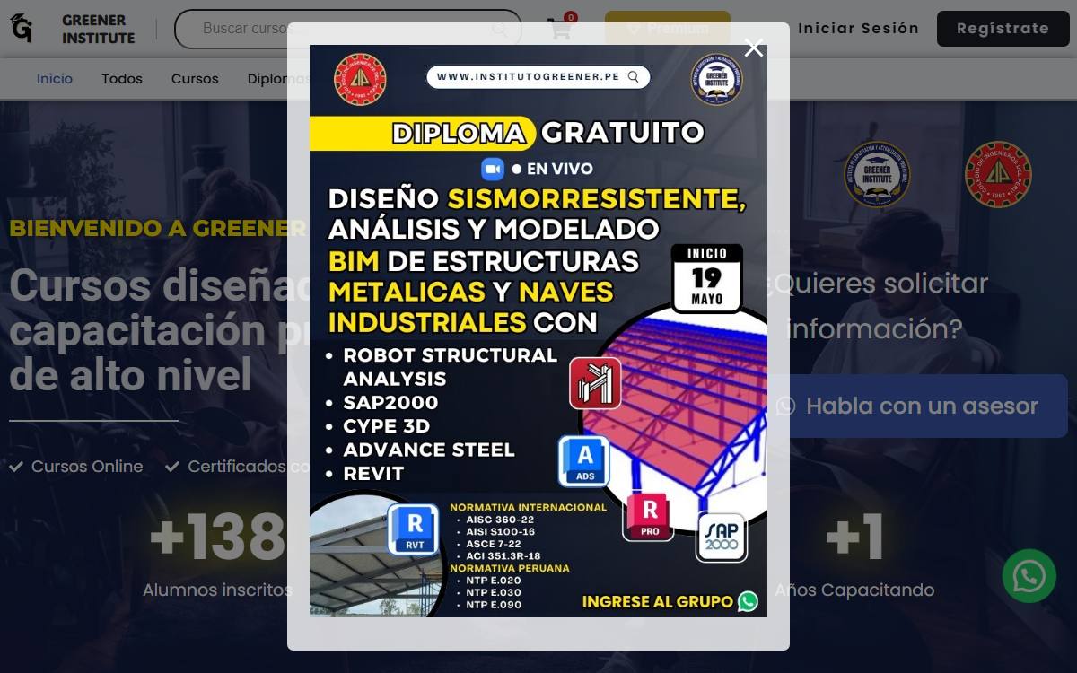 Diseño de página web profesional en Lima para instituto greener