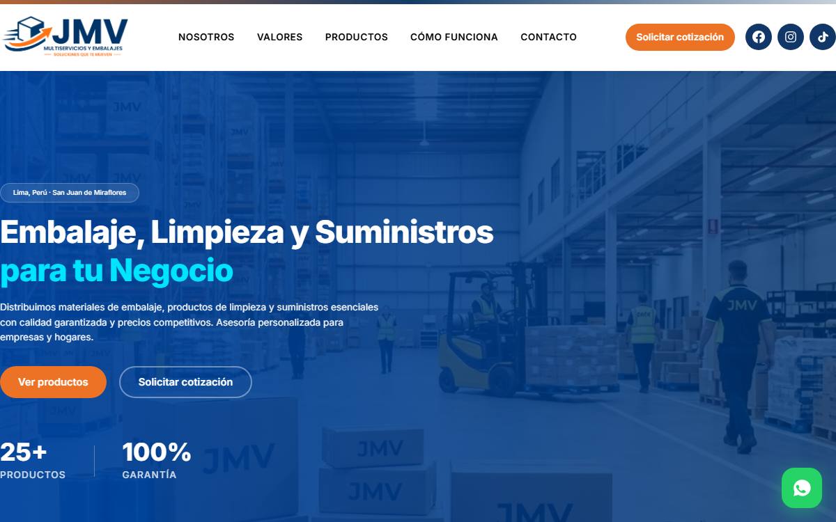Diseño de página web profesional en Lima para jmv multiservicios