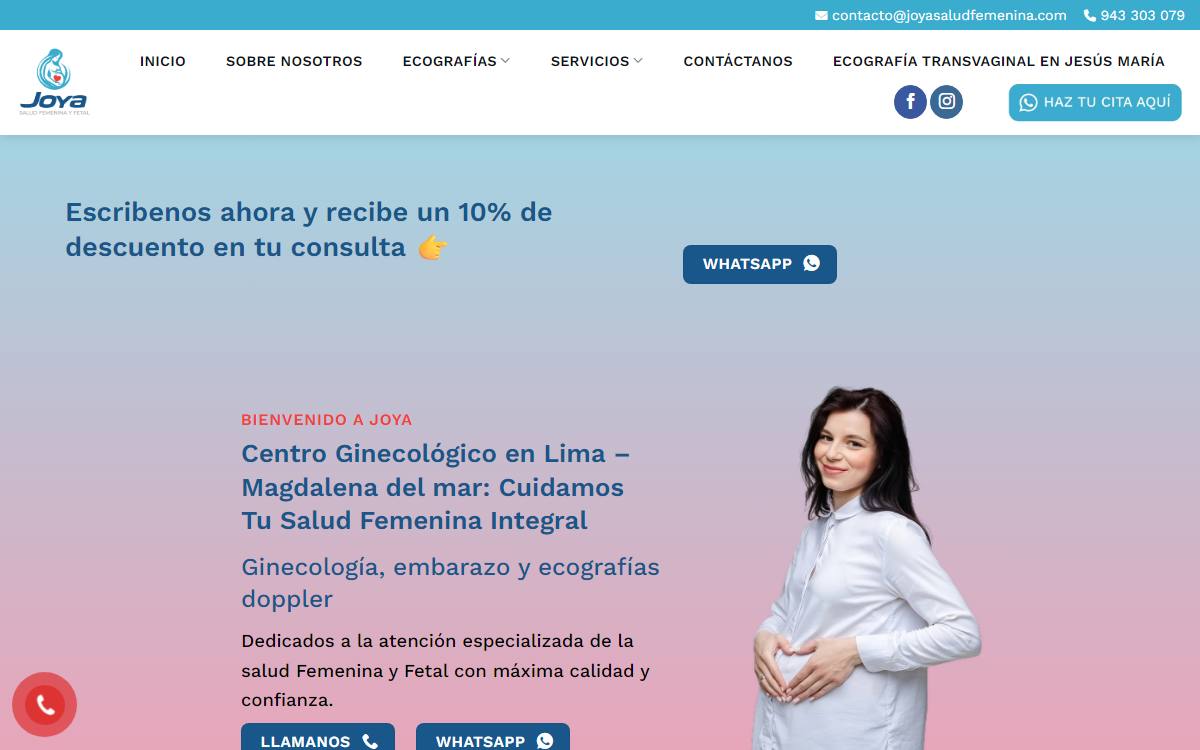 Diseño de página web profesional en Lima para joya salud femenina
