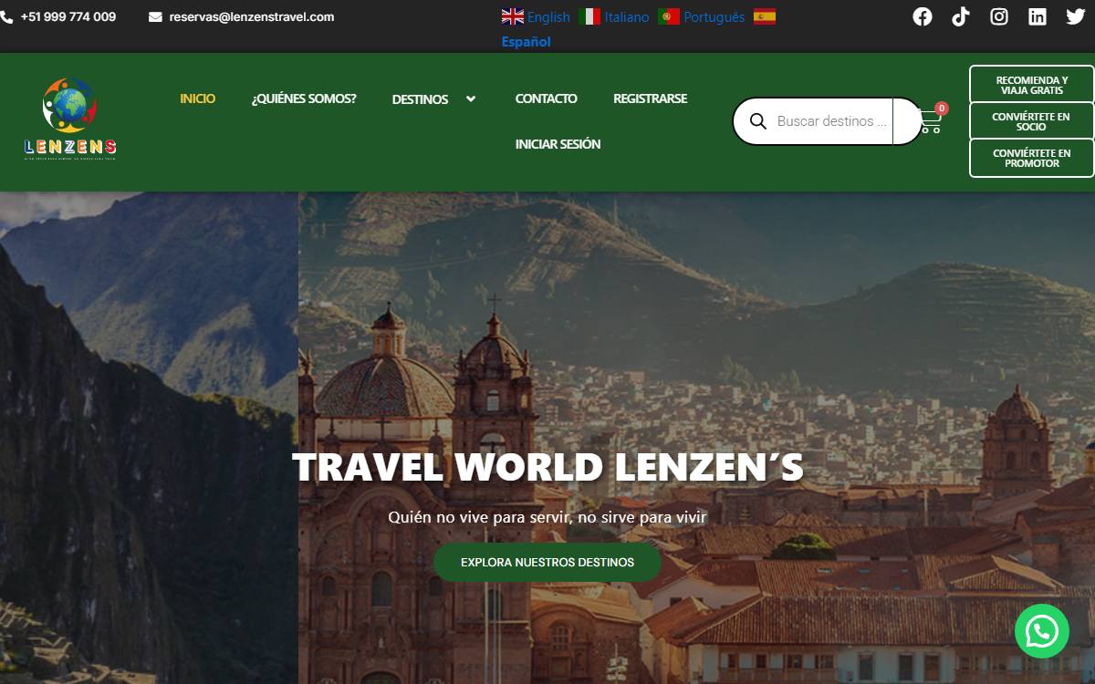 Diseño de página web profesional en Lima para lenzen travel