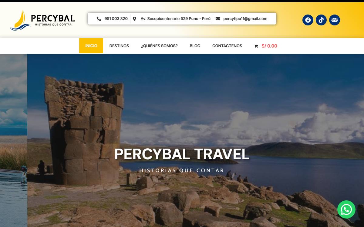Diseño de página web profesional en Lima para percy baltravel