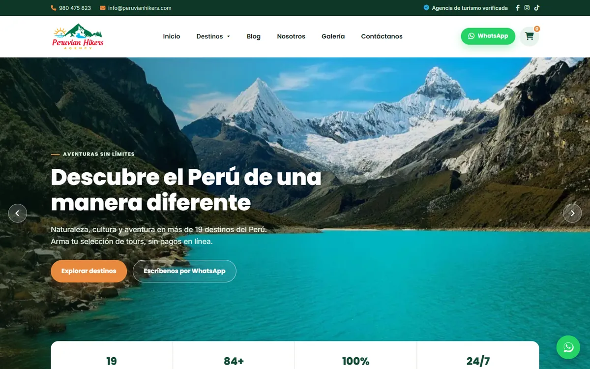 Tienda virtual desarrollada por TECnovedades para Peruvian Hikers