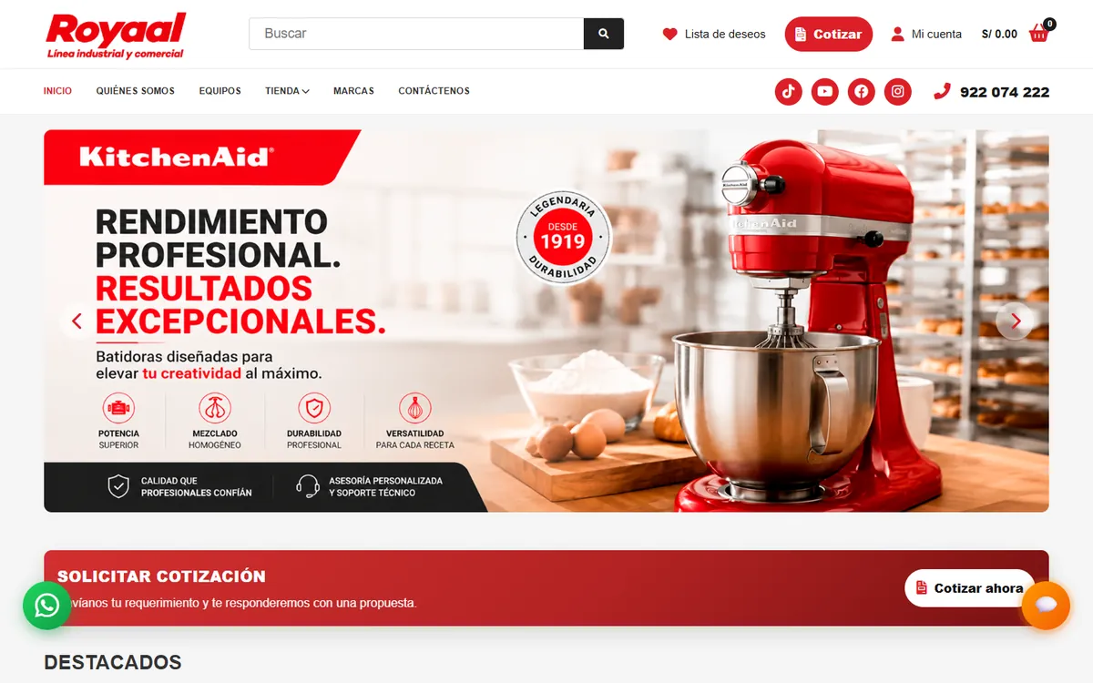 Tienda virtual desarrollada por TECnovedades para Royaal