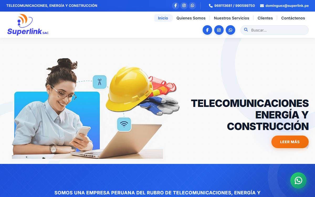 Diseño de página web profesional en Lima para superlink