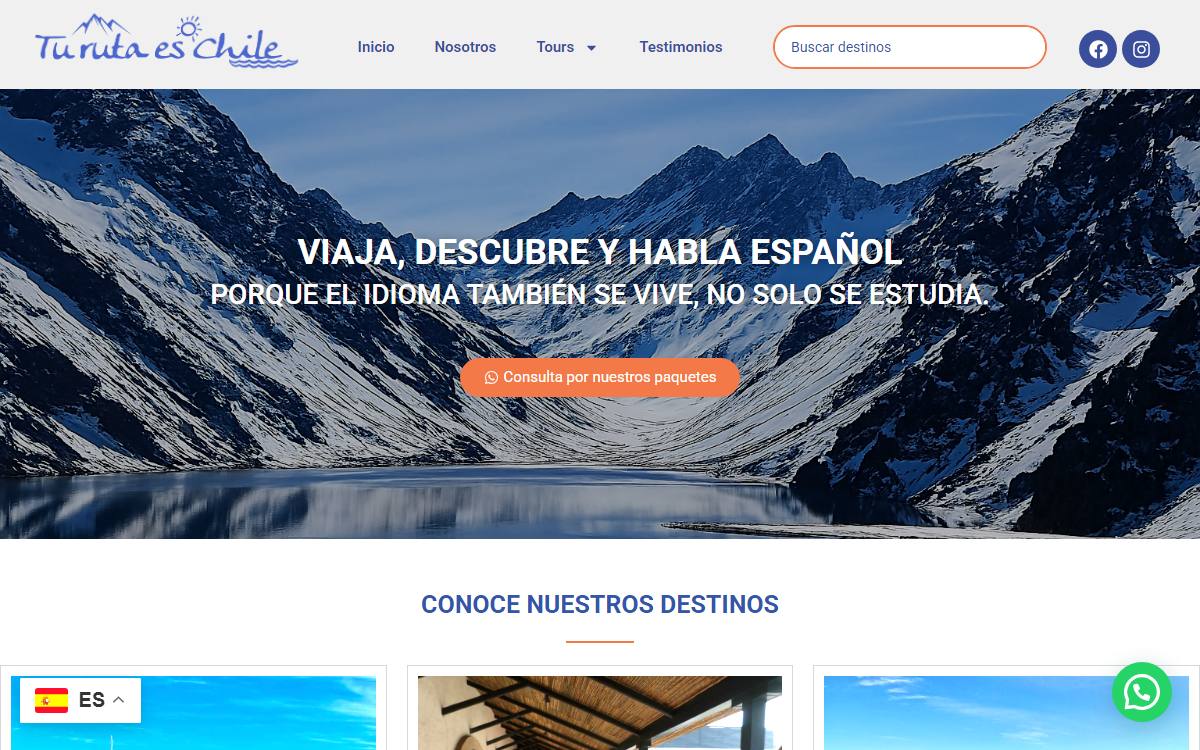 Diseño de página web profesional en Lima para turutaes chile